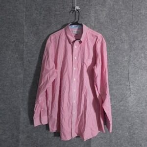 Paul Fredrick Broadcloth Dress Shirt Mens Sz 17½ 36 Red Striped Non Iron Cotton